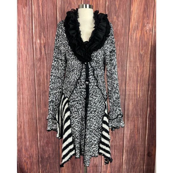 Pretty Angel Whimsigoth Y2K Long Cardigan Silk Wool Asymmetrical Steampunk Large - Picture 2 of 9